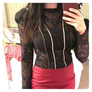 VS Rhinestone Embellished Body Suit - M